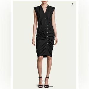 Veronica Beard Sleeveless Ruched Poplin Shirtdress